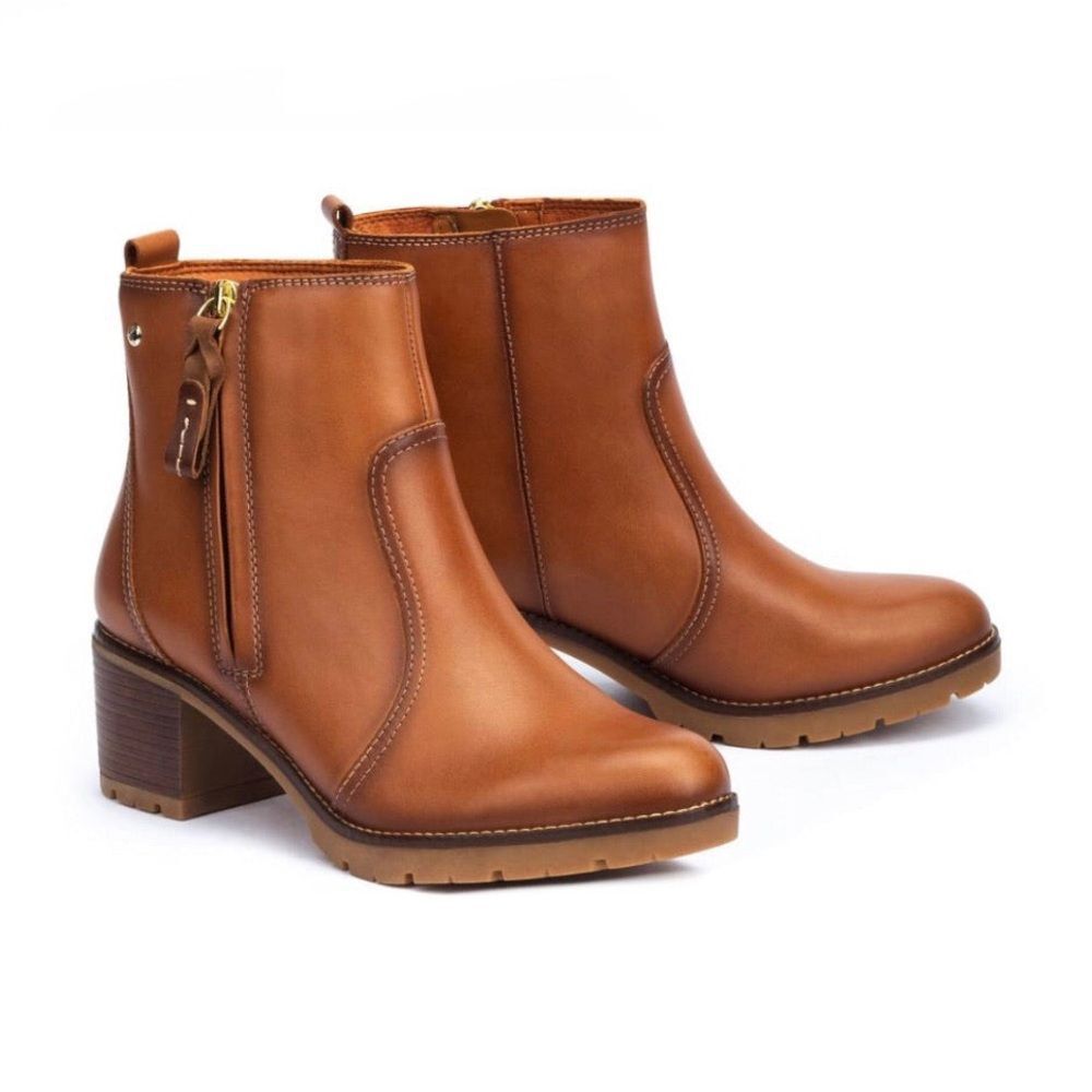 Pikolinos Llanes Brandy Zip Calfskin Leather Ankle Boots Cognac Brown 8.5 9 - Picture 12 of 12